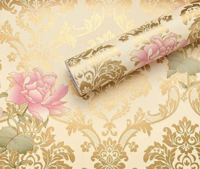 Self-Adhesive Wallpaper Waterproof Old Furniture Vinyl Stickers Wooden Door Wardrobe Desktop PVC Wall Papers 45 X 304 CM- (Lotus Flower)