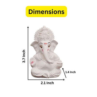 Ganesh Idol Ganesha Statue for Car Dashboard White
