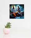 Smiley God Mahadev & Krishna Wall Poster for Livng Room, Kids Room, Office (Size - 46CM X 46CM)