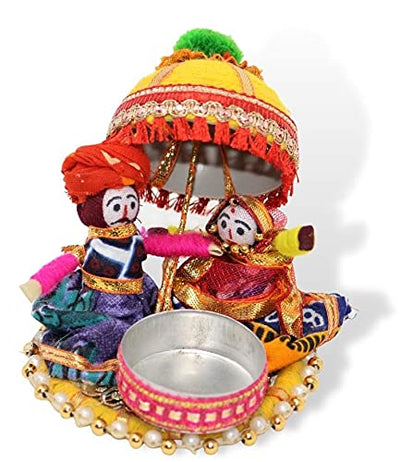 Recycled Material Rajasthani Raja Rani Puppet/Dolls Decorative Tealight Candle Holder