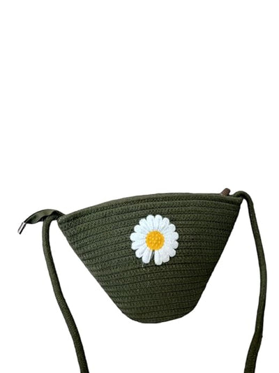 Luxury Jute Sling Bag For Women, Ladies Shoulder Purse, Small Shopping Bag - Green