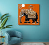 Canvas Print Traditional Art Canvas Paintings, Royal Elephant, Indian Art, Kalamkari Art, Madhubani Art, Canvas painting for Living Room, Rajasthani Art, Unframed, Fabric, Size - 12 X 12 inches.