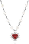 Pearl Ruby heart Neclace