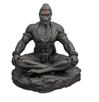Hindu Gods : Hanuman Ji Meditation Idol for Home, Car Dashboard - Black