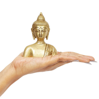 Lord Buddha Idol 100% Pure Brass | Buddha Bust for Desk, Car, and Home Dcor