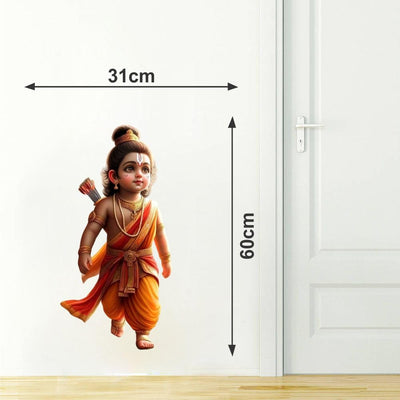 PVC Vinyl Lord Ram ji God of Ayodhya Ram Wall Sticker for Kids Room/Living Room Wall Sticker Size - 31x60 cm Pack of 1