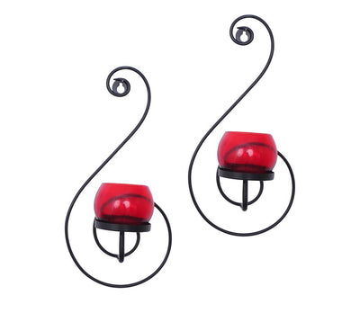 Wall Hanging Tealight Candle Holder Metal Wall Sconce with Glass Cups