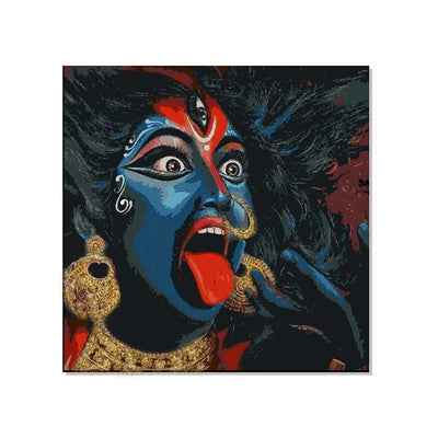 100% Cotton Stretched Canvas Painting 400 GSM, Framed Goddess Kali