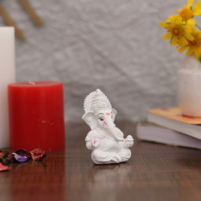 Ganesh Idol Ganesha Statue for Car Dashboard White