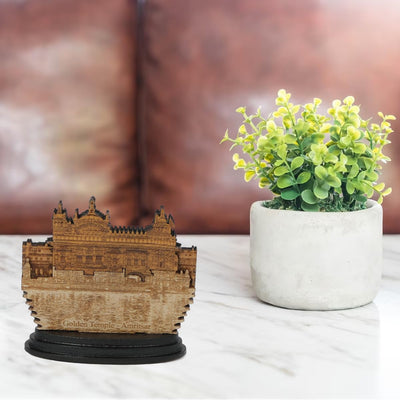Golden Temple Wooden Photo Frame Showpiece Specially Use for Car-Dashboard Home Decor, Pooja Room
