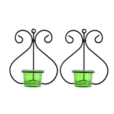 Decor Set of 1 Wall Hanging Tealight Candle Holder Metal Wall Sconce with Glass Cups