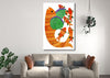 Canvas Print Gond Art , Flying Fish, Traditional, Classic Art, Indian Art,  for Living Room, Wall Decoration, Unframed Painting, Fabric |Size- 12X9 inches.