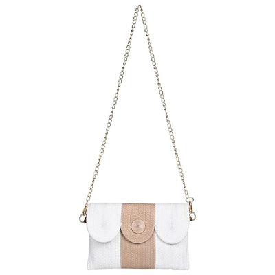 Women's Premium Cotton/Full Sling Shoulder Bag | Ladies Purse Handbag- White-Beige