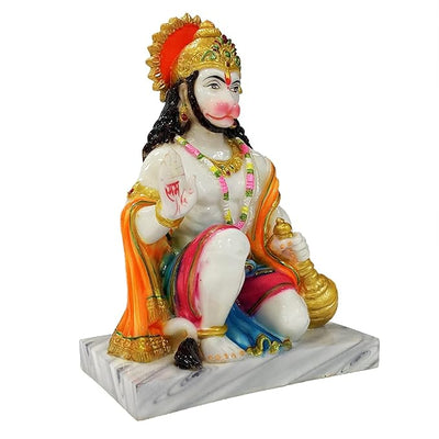 Hindu Gods : Hanuman Ji Murti in Blessing Posture with Gada Sitting