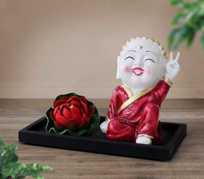 Lord Buddha Monk Statue for Home Living Room Kitchen Bedroom Office Table Top