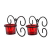 Set of 1 Wall Hanging Tealight Candle Holder Metal Wall Sconce with Glass Cups - Decorations Items for Home Wall Decor - Butterfly Red