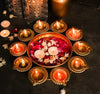 Decorative Metal Diya Traditional Lotus Urli Tealight Holder Golden Bowl for Floating Flowers and Tea Light Candles Home