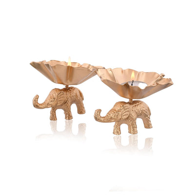 Elegant Metal Tea Light Candle Holder Set of 2 for Home Decor