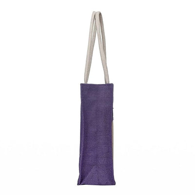Eco-Friendly Jute Horse Bag-Reusable Tiffin/Shopping/Grocery Multipurpose Hand Bag with Zip & Handle for Men and Women - Purple