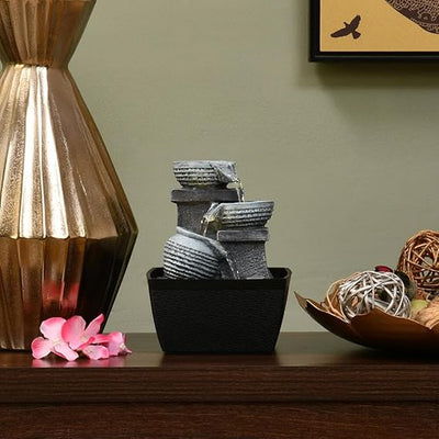 Decorative 3 Pots Polyresin Water Fountain for Home Decoration