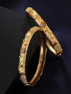 Gold Toned Meenakari Touch Traditional Bangles for Women and Girls