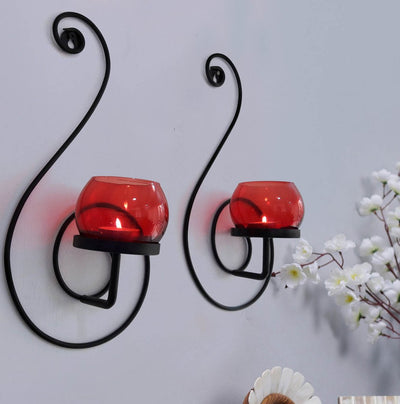 Wall Hanging Tealight Candle Holder Metal Wall Sconce with Glass Cups