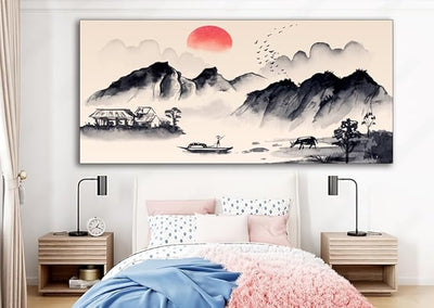 Canvas Print Hill for Living Room | Bedroom | Drawing Room & Office Walls (Canvas Print, Painting, wallpainting, 48x24 inch) unframed canvas painting