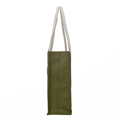 Eco-Friendly Jute Horse Bag-Reusable Tiffin/Shopping/Grocery Multipurpose Hand Bag with Zip & Handle for Men and Women - Green