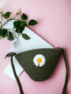 Luxury Jute Sling Bag For Women, Ladies Shoulder Purse, Small Shopping Bag - Green