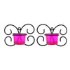 Set of 1 Wall Hanging Tealight Candle Holder Metal Wall Sconce with Glass Cups - Decorations Items for Home Wall Decor - Butterfly Pink