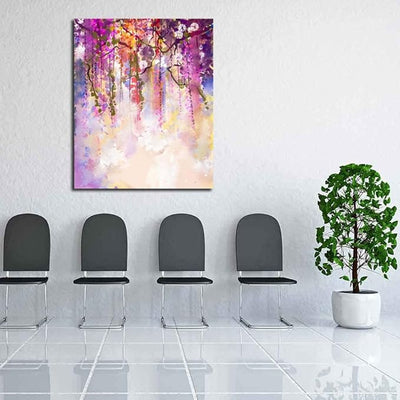 Canvas Print Spring Purple Flowers Wisteria D2 | Unframed Canvas Painting for Bedroom & Living Room | 16 x 19.5 inch (41 x 50 cms)