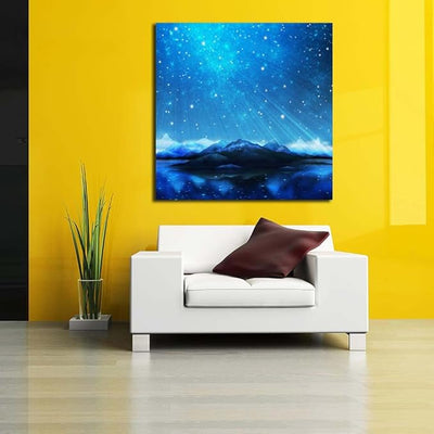 Canvas Print Northern Lights Aurora Borealis D4 | Unframed Canvas Painting for Bedroom & Living Room | 16 x 16 inch (41 x 41 cms)