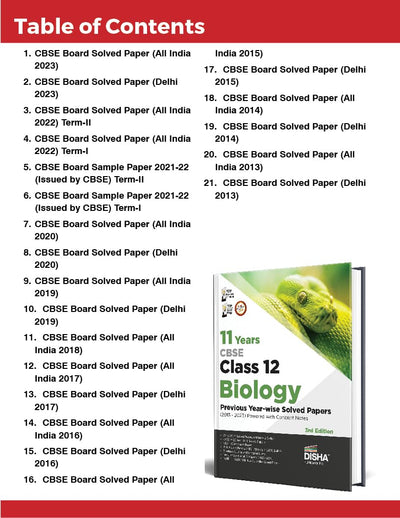 11 Years CBSE Class 12 Biology Previous Year-wise Solved Papers (2013 - 2023) powered with Concept Notes 3rd Edition | Previous Year Questions PYQs Paperback