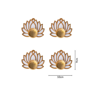 Lotus Glass Tea Light Holder Set of 4, Diwali Decoration Items for Home Decor