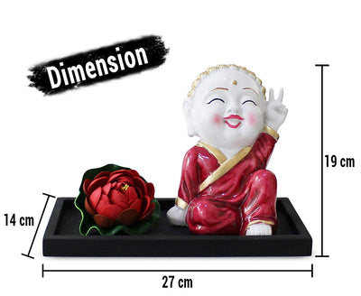 Lord Buddha Monk Statue for Home Living Room Kitchen Bedroom Office Table Top