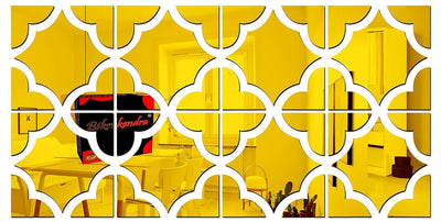 Lovely Pattern 3D Acrylic Mirror Wall Sticker Mirror Stickers for Wall Mirror Stickers Acrylic Stickers Wall Stickers for Hall Room Bed Room Kitchen (Golden, Pack of 10)
