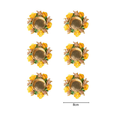 Rose Tea Light Holder Set of 6, Diwali Decoration Items for Home Decor
