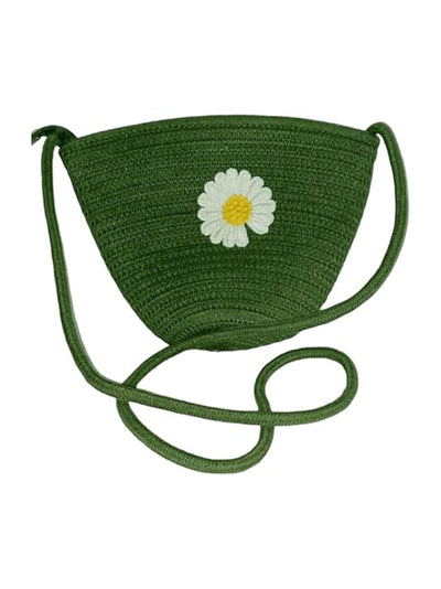 Luxury Jute Sling Bag For Women, Ladies Shoulder Purse, Small Shopping Bag - Green