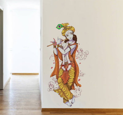Lord Krishna with Flute ' Wall Sticker-(PVC Vinyl,105cm X 55cm)