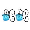 Set of 1 Wall Hanging Tealight Candle Holder Metal Wall Sconce with Glass Cups - Decorations Items for Home Wall Decor - Butterfly Skyblue