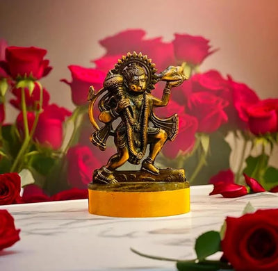 Hindu Gods : Hanuman Ji Idol for Temple Puja, Home Decor & Office Showpiece (Copper Finish)