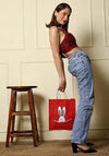 Trendy Red Jute Bags Eco-Friendly Jute Bags Tiffin/Shopping Grocery Multipurpose Hand Bag with Zip & Handle