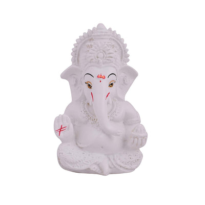 Ganesh Idol Ganesha Statue for Car Dashboard White