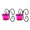 Set of 1 Wall Hanging Tealight Candle Holder Metal Wall Sconce with Glass Cups - Decorations Items for Home Wall Decor - Butterfly Pink