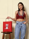 Trendy Red Jute Bags Eco-Friendly Jute Bags Tiffin/Shopping Grocery Multipurpose Hand Bag with Zip & Handle