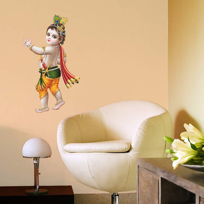 Dancing Krishna Combo Modern Art 50 Wall Sticker for Room 50 or 70 cm Pack of 2 Large Sticker, Vinyl,