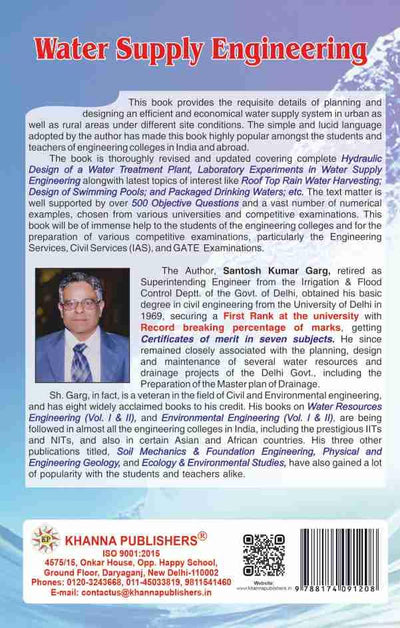 Water Supply Engineering by Santosh Kumar Garg [Paperback]
