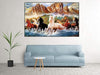 Canvas Print 7 Running Horses Vastu Canvas Unframed Wall Painting for Living Room, Bedroom, Office, Hotels, Drawing Room (Multicolor, 24x36Inch)