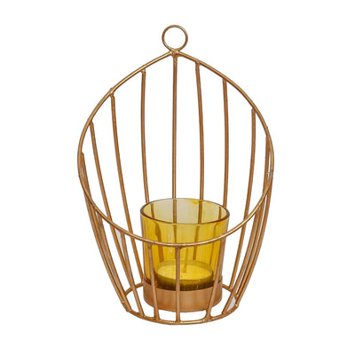 Gold plated Colour tealight Candle holder with Flower Vine- Diwali Candle Holder
