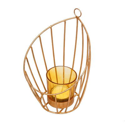 Gold plated Colour tealight Candle holder with Flower Vine- Diwali Candle Holder